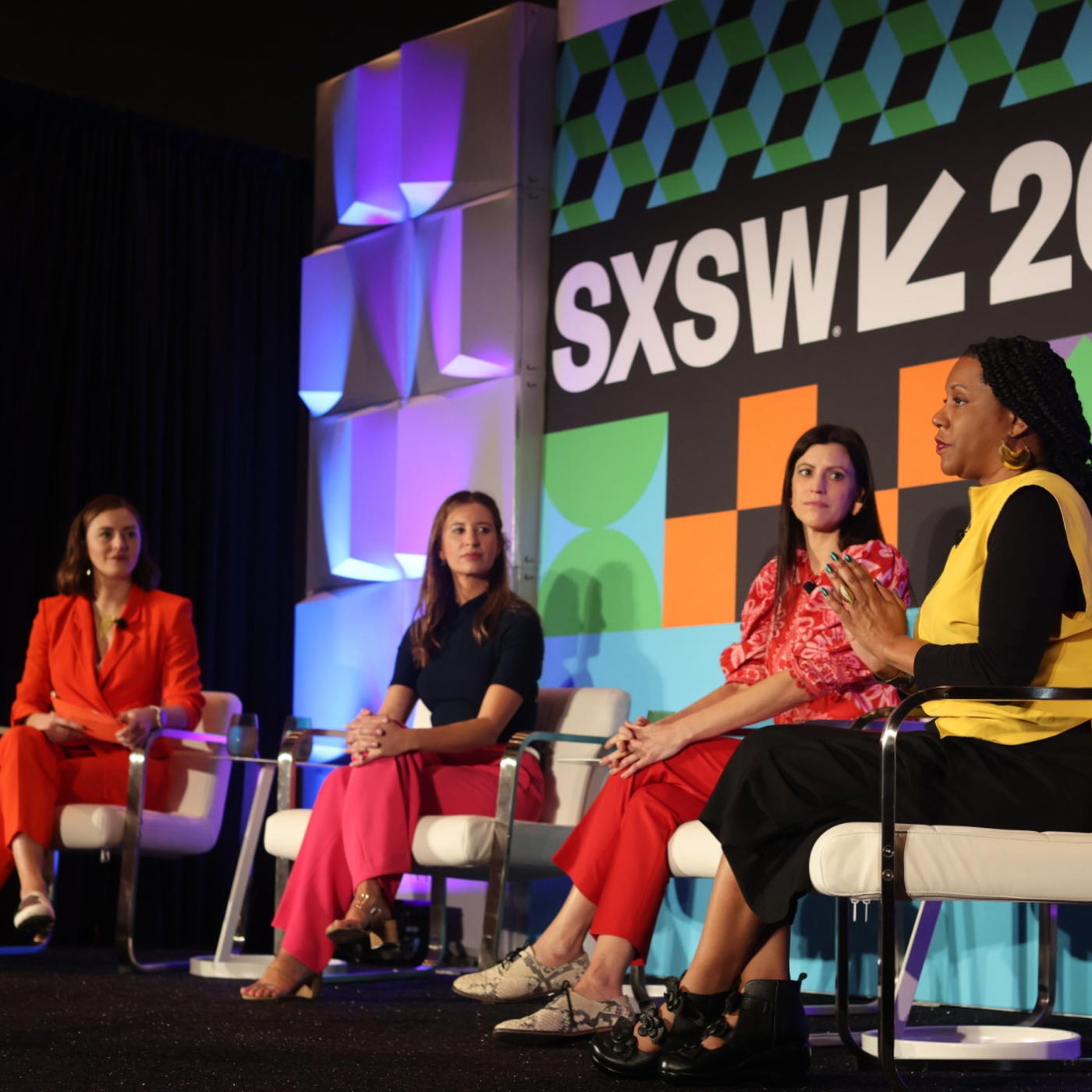 Four women in a panel discussion about digital-native   youth at SXSW.