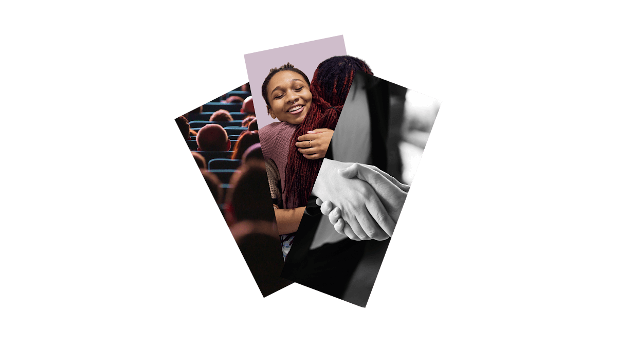 Collage with philanthropy-related images.