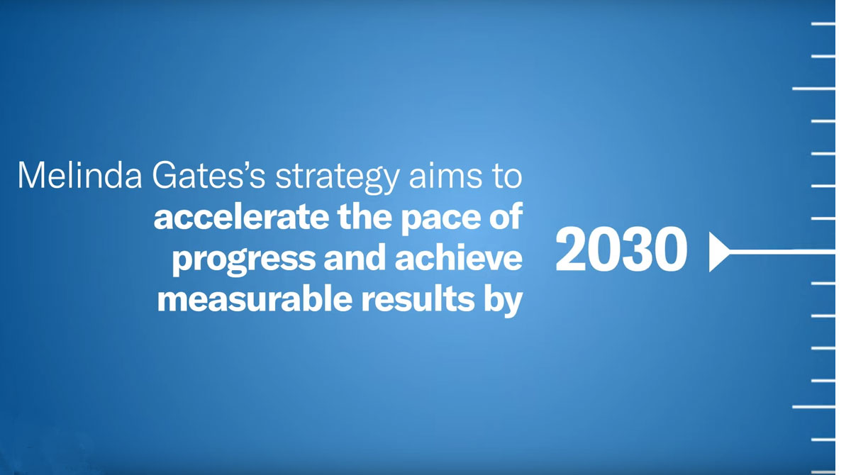 Melinda Gates's strategy aims to accelerate the pace of progress and achieve measurable results by 2030.