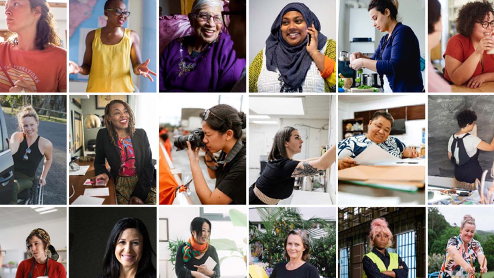 A composite photo of women from different industries and backgrounds