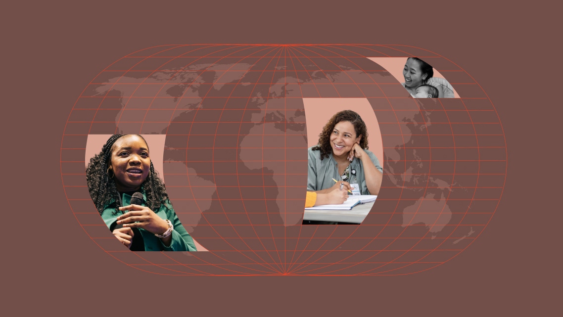 A flat map of the world with a brown background