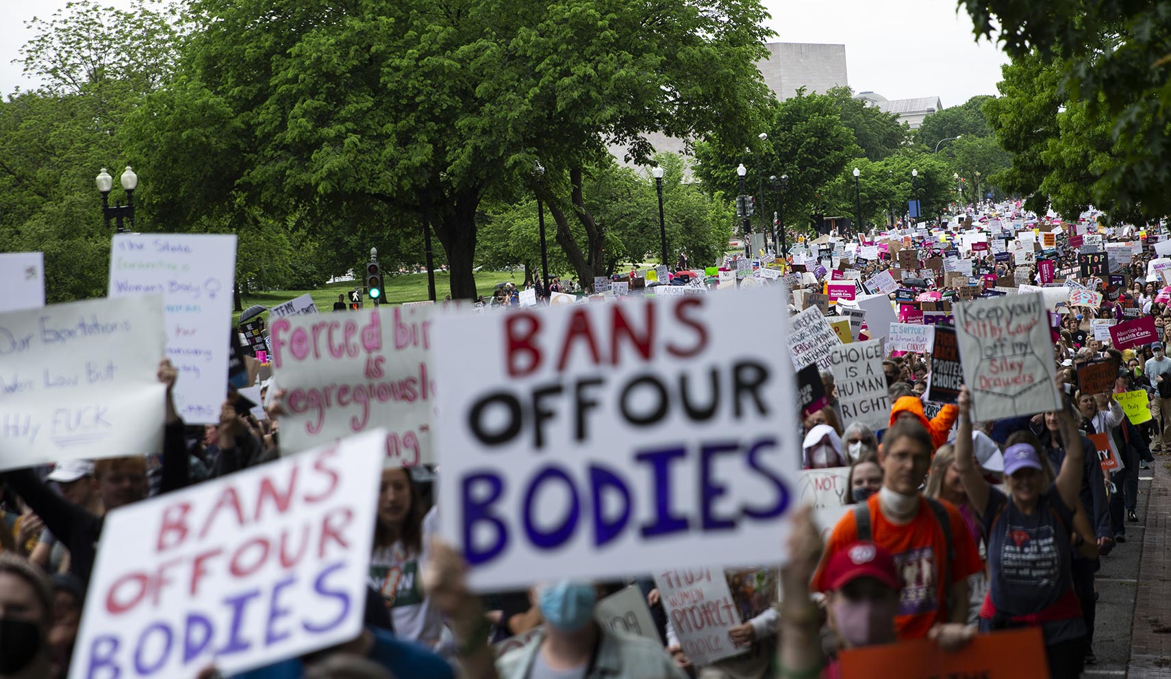 Demonstrators walk to Capitol Hill during a nationwide rally in support of abortion rights in Washington, D.C. on May 14.