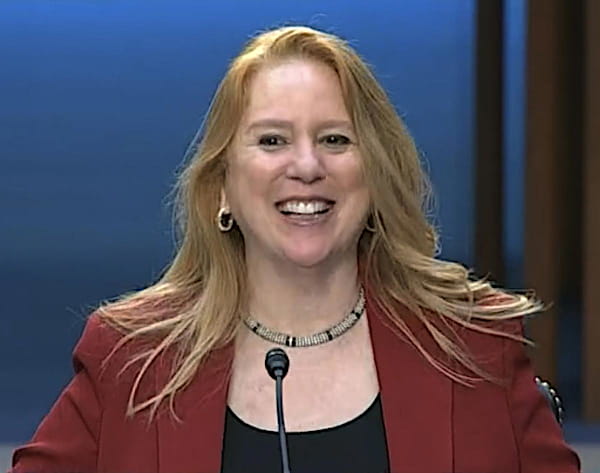 Washington Secretary of State Kim Wyman speaks at a hearing on threats to election workers.