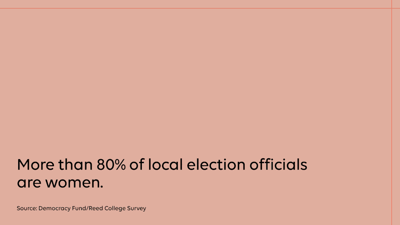 More than 80% of local election officials are women.