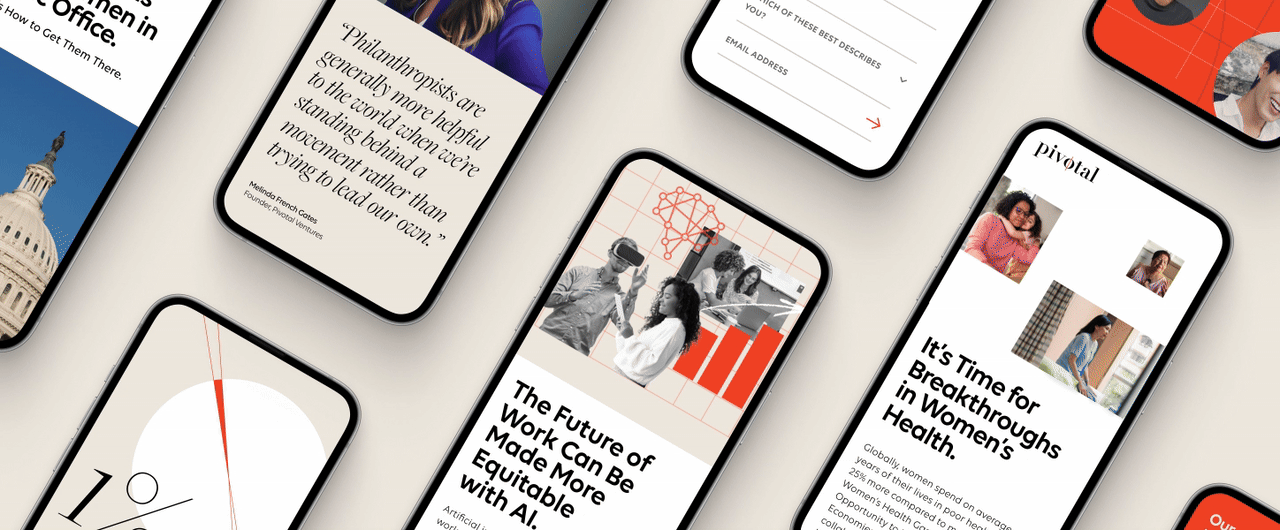 Smartphones displaying different articles on Pivotal.com